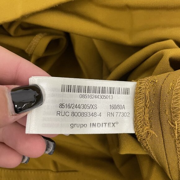 Zara Surplus Womens Midi Dress XS Mustard Gold Collared V-Neck 8516/244 NWOT - Picture 5 of 11